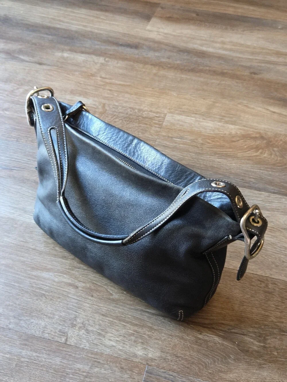 Vintage Coach 1417 Black Genuine Leather East West Legacy Shoulder Bag Hobo Bag